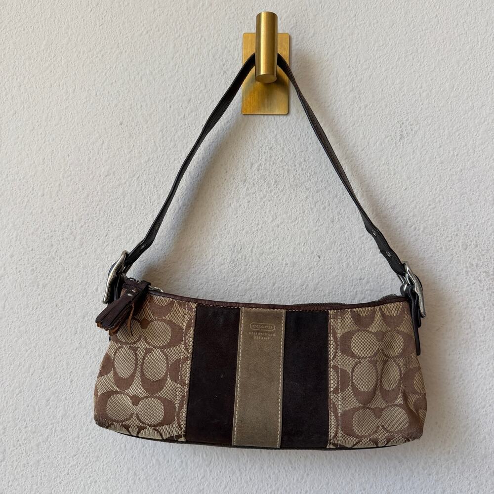 Coach Y2K Canvas Suede Stripe East West Bag